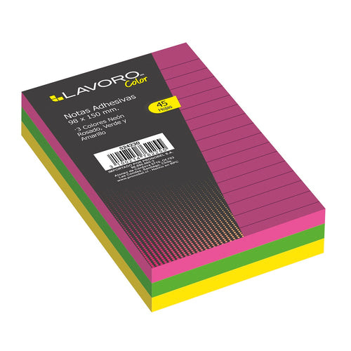 Nota Adhesiva 660 Colores Lineado 98X150 Mm 1 Un 100 Hojas