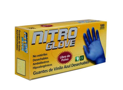 Guantes Vinilo Azul Libre De Polvo Talla M 100 Un