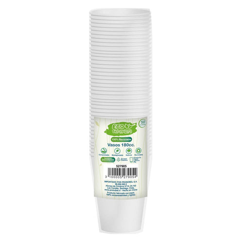 Vaso Blanco 6 Oz Plástico Eco 50 Un