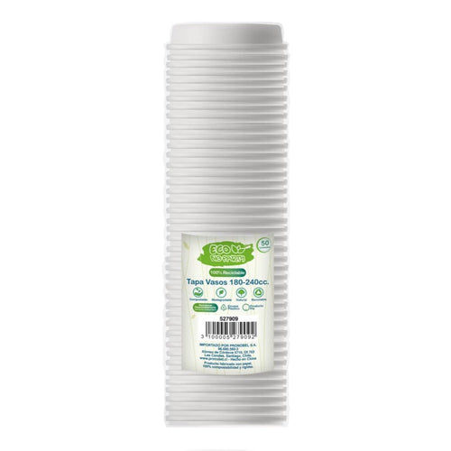 Tapa Vaso 6-8 Oz Plástico Eco 50 Un