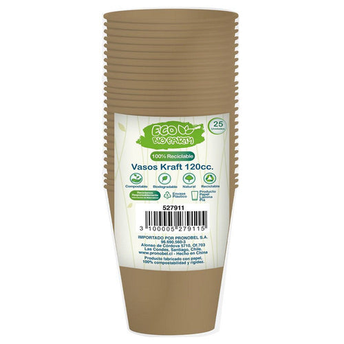Vaso Kraft 4 Oz Plástico Eco 25 Un
