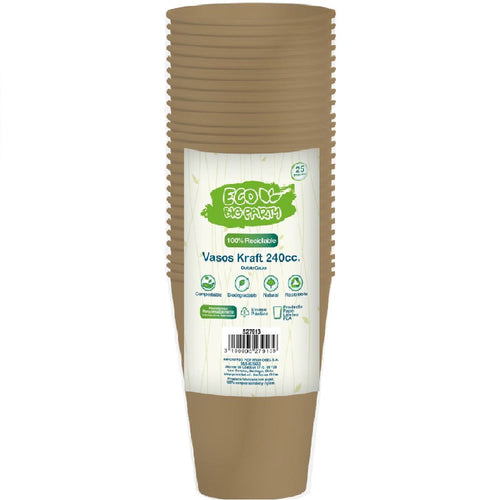 Vaso Kraft 8 Oz Plástico Eco 25 Un