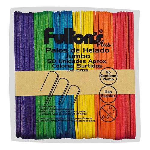 Palos De Helado Colores 50 Un