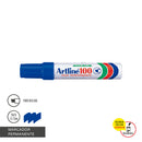 Marcador Permanente Punta Biselada Azul Recargable 100
