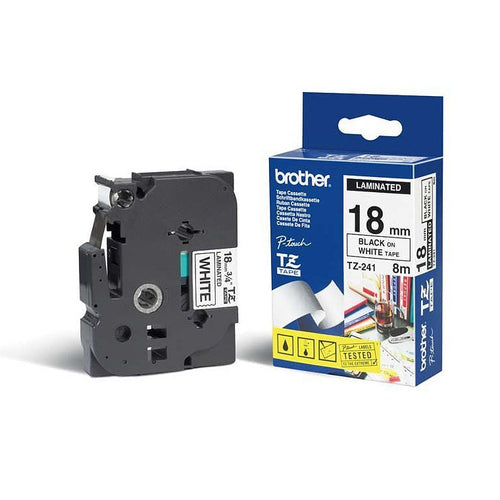 Cinta Tze-241 Negro/Blanco 18 Mm (0.7") X 8 M (26.2')
