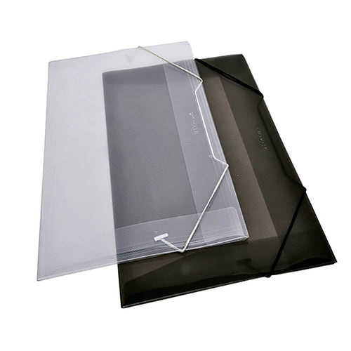 Carpeta Oficio Con Elástico Polipropileno Color Transparente Oficio Negro 41 A 80 Hojas