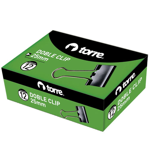 Doble Clip Negro 25 Mm 12 Un