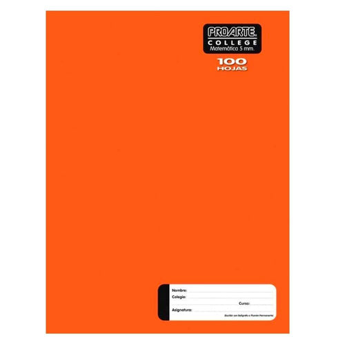Cuaderno Liso College Matemática 5 Mm 100 Hojas