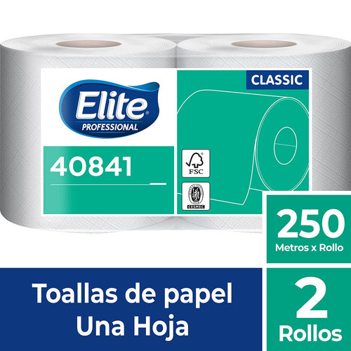 Toalla De Papel Jumbo Hoja Simple 2 Rollos Económica 250 Mt