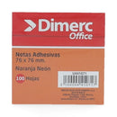 Nota Adhesiva 654 Naranjo Neón 76X76 Mm 1 Un 100 Hojas