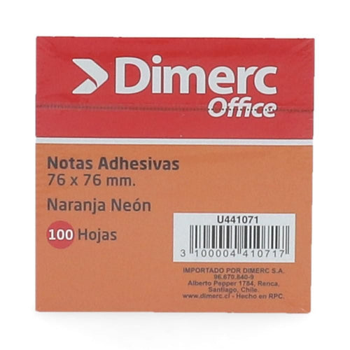 Nota Adhesiva 654 Naranjo Neón 76X76 Mm 1 Un 100 Hojas