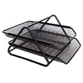 Bandeja Escritorio Metal Doble Rejilla Negro