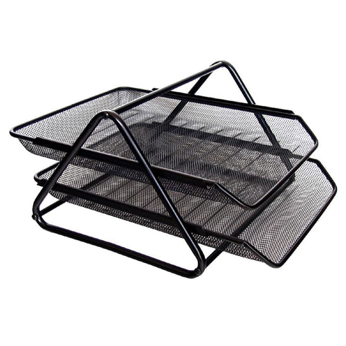 Bandeja Escritorio Metal Doble Rejilla Negro