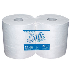 Toalla Papel Jumbo Hoja Simple 2 Rollos Extra Blanca 300 Mt
